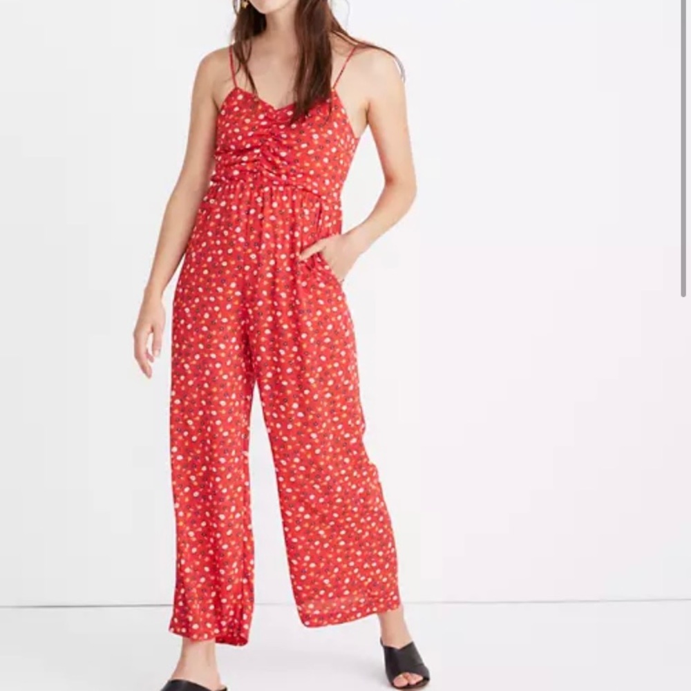Madewell Ruched Wide Leg Jumpsuit in Prairie Posies
